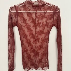Free People Rose Color Sheer Lace Top